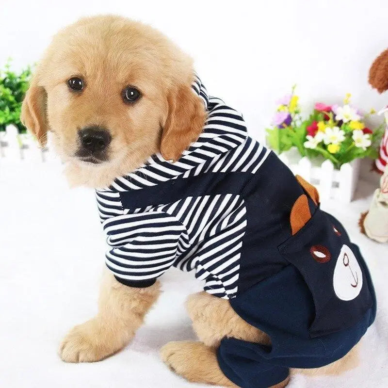 Hoodie Style Striped Dog Winter Clothes - Generevo