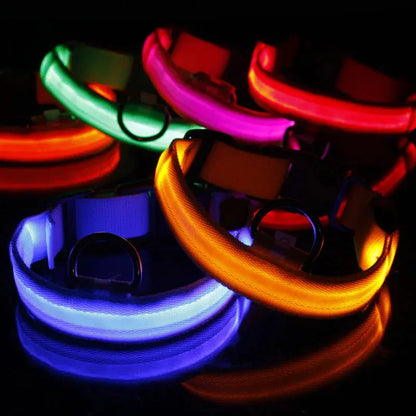 LED Adjustable Dog Collar Blinking Flashing Light Up Glow Pets Safety Waterproof Generevo