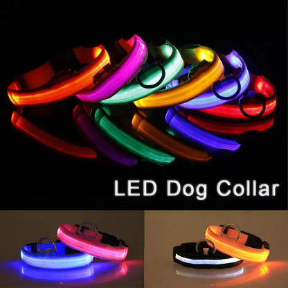 LED Adjustable Dog Collar Blinking Flashing Light Up Glow Pets Safety Waterproof Generevo