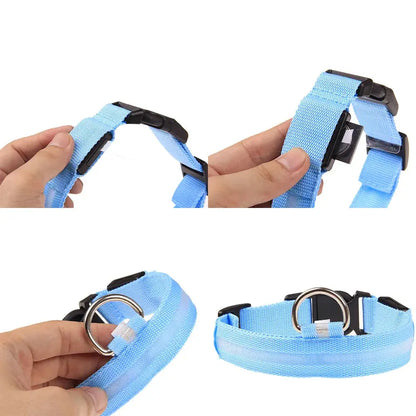 LED Adjustable Dog Collar Blinking Flashing Light Up Glow Pets Safety Waterproof Generevo