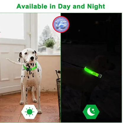 LED Adjustable Dog Collar Blinking Flashing Light Up Glow Pets Safety Waterproof Generevo